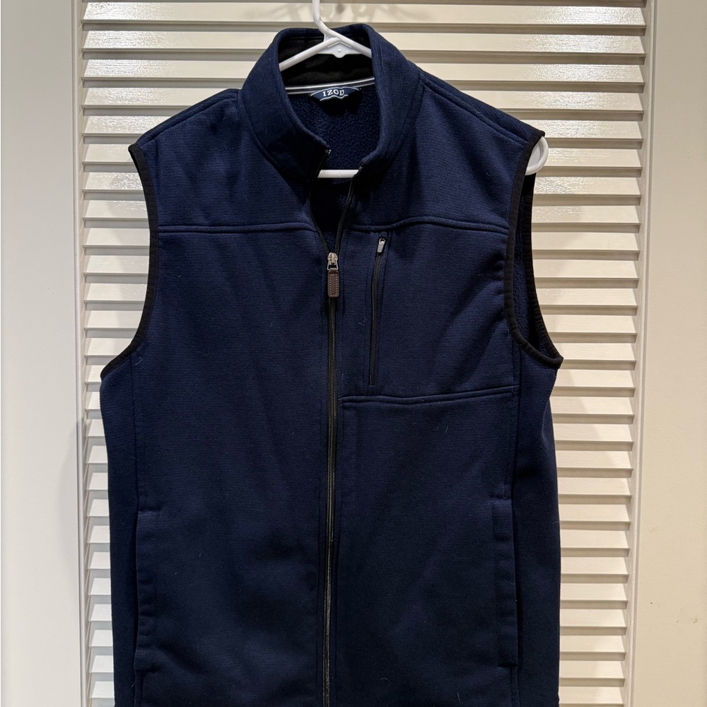 Izod Navy Full-Zip Fleece Vest